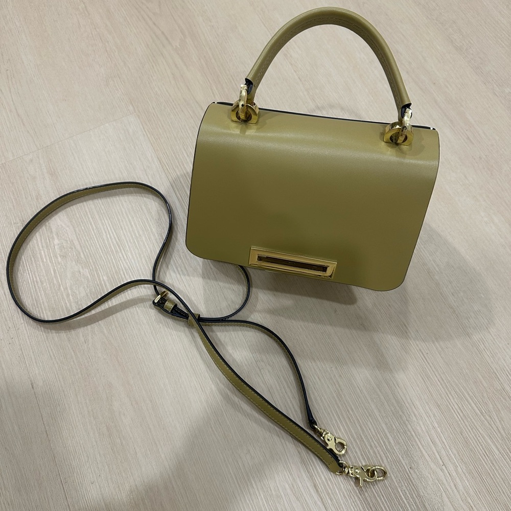 Zac Zac Posen Olive Green and Cream Handle Shoulder Bag - Picture 10 of 13